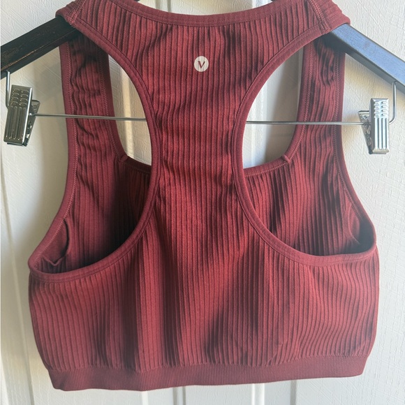 Velocity Ribbed Rust-Maroon Racerback Sports Bra - Picture 2 of 4